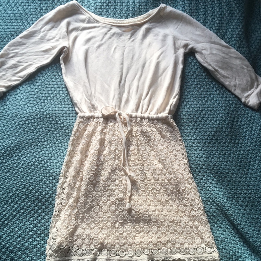 Size S Anthropologie Cream Crochet Skirt Dress